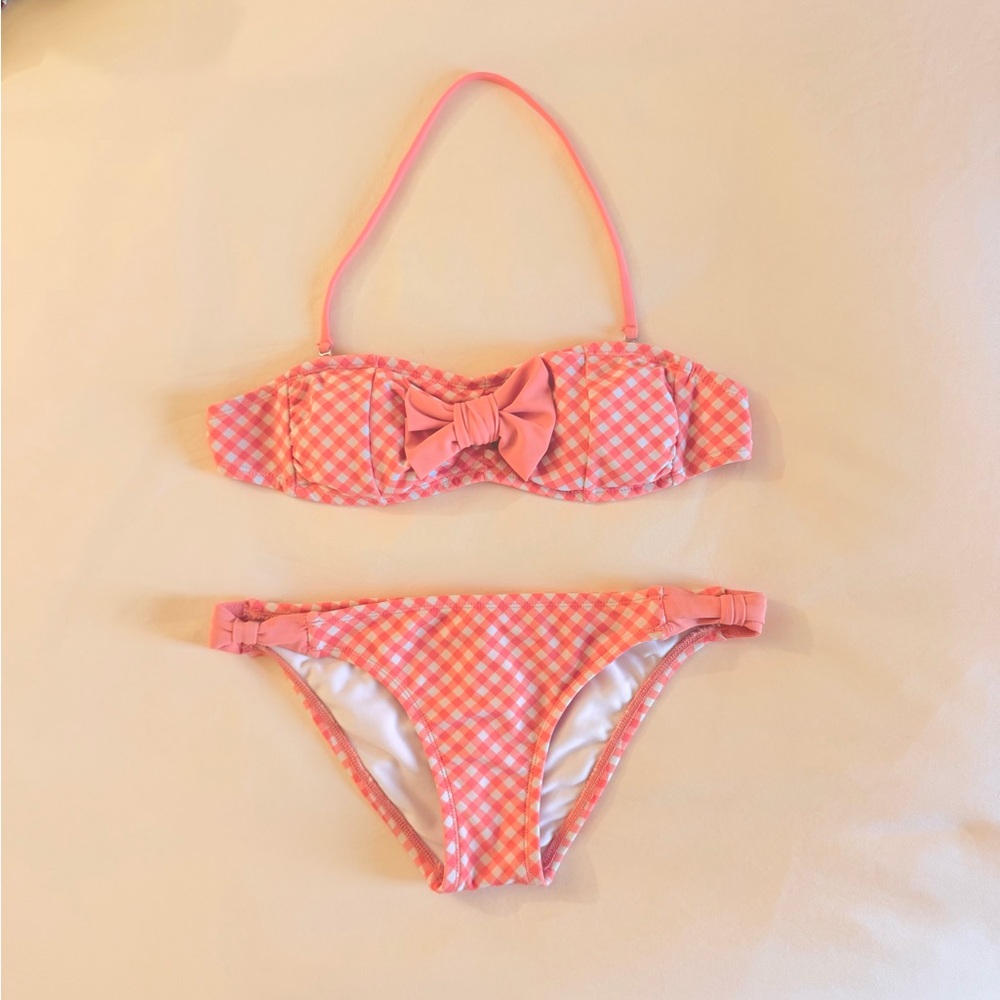 Orange Gingham with Front Bow Bikini Set
Size XS